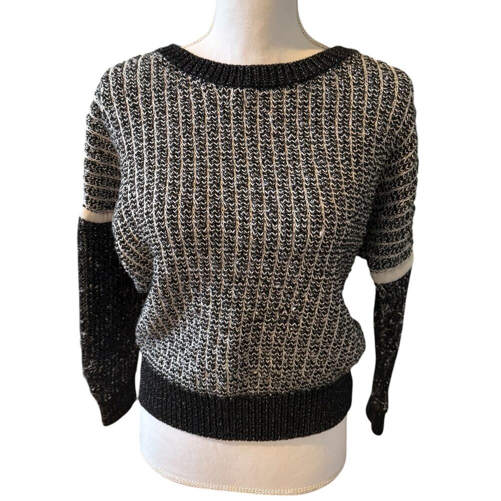 A.L.C. Oversized Chunky Knit Ski Sweater Black & White XS
